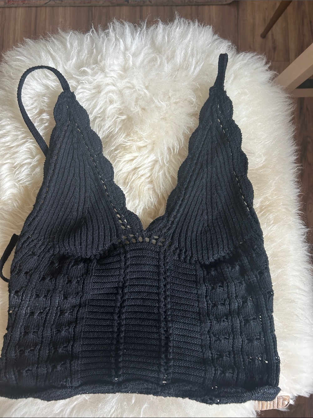 Free People Free-Est Black Knit Crochet Bralette Top